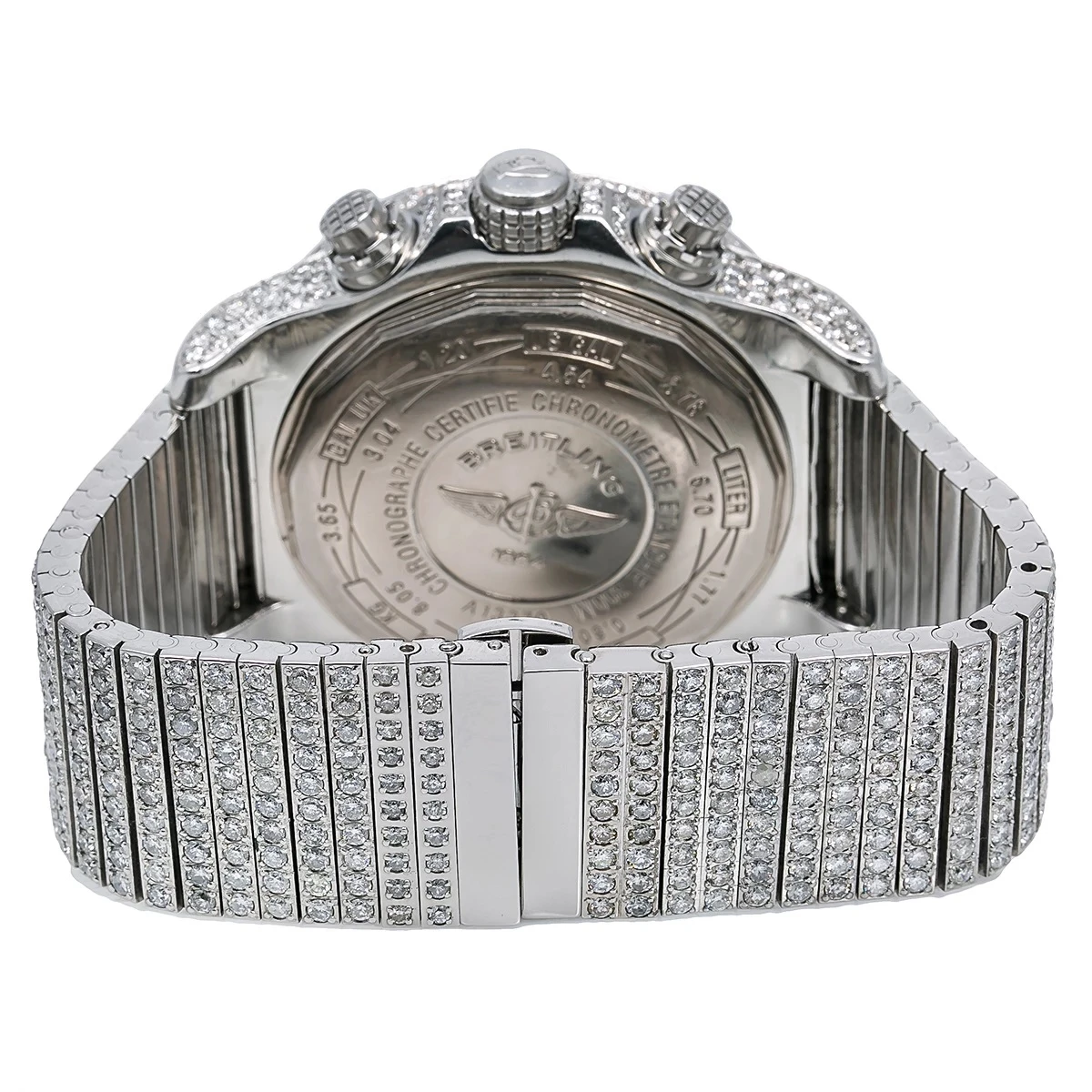 48mm Iced Out Diamond Breitling Super Avenger Watch For Men Blue MOP 24.85c 2 48mm Iced Out Diamond Breitling Super Avenger Watch For Men Blue MOP 24.85c - Image 2