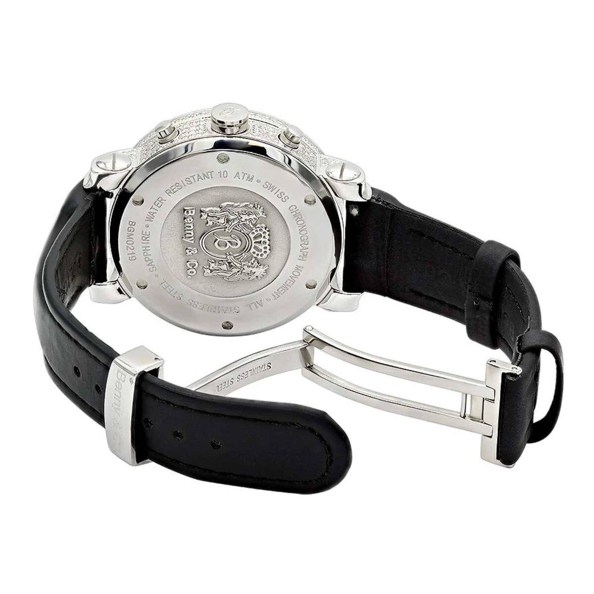 6.5 Carats G VS Diamonds Swiss Made Men's Diamond Watch Benny And Co 44mm Case Black Dial 2 6.5 Carats G VS Diamonds Swiss Made Men's Diamond Watch Benny And Co 44mm Case Black Dial - Image 2