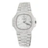 Fully Iced Out Men's Diamond Patek Philippe Watch Stainless Steel 40mm