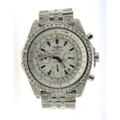 Fully Iced Out Real Diamond Breitling Bentley Diamond Bezel, Case, Band 48mm