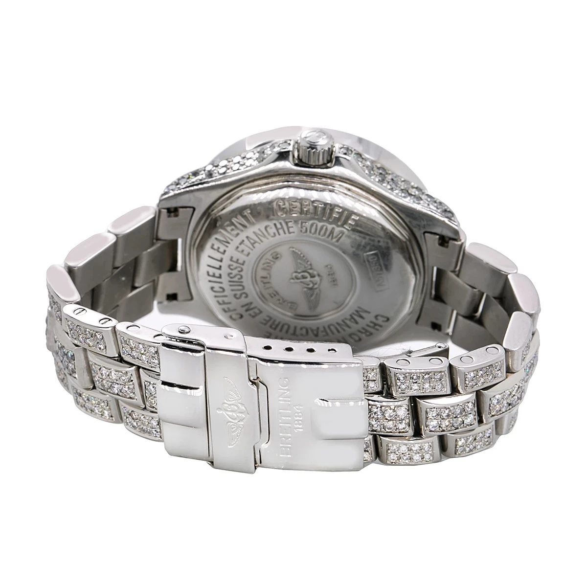 Iced Out Breitling Diamond Women's 33mm Watch A57350 Colt Oceane Blue MOP Dial 8ct 2 Iced Out Breitling Diamond Women's 33mm Watch A57350 Colt Oceane Blue MOP Dial 8ct - Image 2