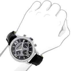 Luxurman Liberty Men's Diamond Watch Black Dial Swiss MVT Leather Band 3ct -Urban Jewels Shop watches luxurman liberty mens diamond watch black dial swiss mvt leather band 3ct bod