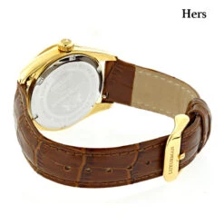 Luxurman Matching His & Hers Yellow Gold Plated Diamond Watch Set With Leather Band 9 Luxurman Matching His & Hers Yellow Gold Plated Diamond Watch Set With Leather Band -Urban Jewels Shop watches luxurman matching his hers yellow gold plated diamond watches leather band backwh