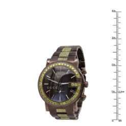 Unique Brown 101M G-Chrono Gucci Yellow Diamond Watch For Men 6 Carats YA101341 -Urban Jewels Shop watches unique brown 101m chrono gucci yellow diamond watch for men 6 carats ruler