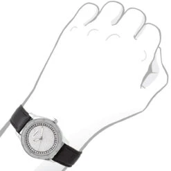 White JoJino Diamond Watch For Women Black Leather Band 0.12ct Iced Out Dial -Urban Jewels Shop watches white jojino diamond watch for women black leather band 012ct iced out dial 968787 bod