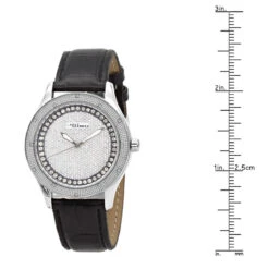 White JoJino Diamond Watch For Women Black Leather Band 0.12ct Iced Out Dial -Urban Jewels Shop watches white jojino diamond watch for women black leather band 012ct iced out dial 968787 ruler