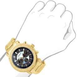Yellow JoJino Chronograph Large Men's Diamond Watch Iced Out Blue MOP Dial -Urban Jewels Shop watches yellow jojino chronograph large mens diamond watch iced out blue mop dial 968747 bod