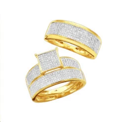 10K Yellow Gold Diamond Bridal Ring Set 1 Carat