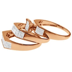 Princess Cut Diamond 14K Yellow Gold Trio Set 2.53ct 14 Princess Cut Diamond 14K Yellow Gold Trio Set 2.53ct -Urban Jewels Shop wedding ring sets princess cut diamond trio set 253ct 14k gold back rose