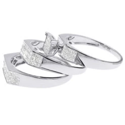 Princess Cut Diamond 14K Yellow Gold Trio Set 2.53ct 12 Princess Cut Diamond 14K Yellow Gold Trio Set 2.53ct -Urban Jewels Shop wedding ring sets princess cut diamond trio set 253ct 14k gold back white