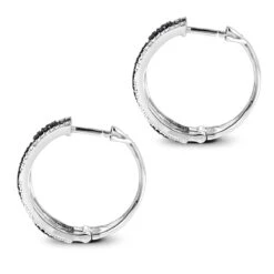 White And Black Diamond Hoop Earrings 0.9 Ct 14K White Gold -Urban Jewels Shop white and black diamond hoop earrings 095ct 14k gold p 48289 backwh