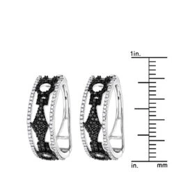 White And Black Diamond Hoop Earrings 0.9 Ct 14K White Gold -Urban Jewels Shop white and black diamond hoop earrings 095ct 14k gold p 48289 rulerwh