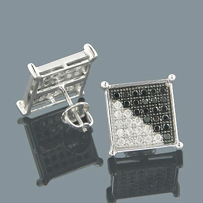 White Black Diamond Stud Earrings 1.11ct 10K White Gold 1 White Black Diamond Stud Earrings 1.11ct 10K White Gold