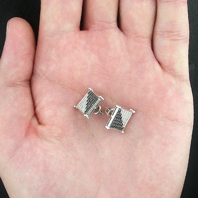 White Black Diamond Stud Earrings 1.11ct 10K White Gold 2 White Black Diamond Stud Earrings 1.11ct 10K White Gold - Image 2