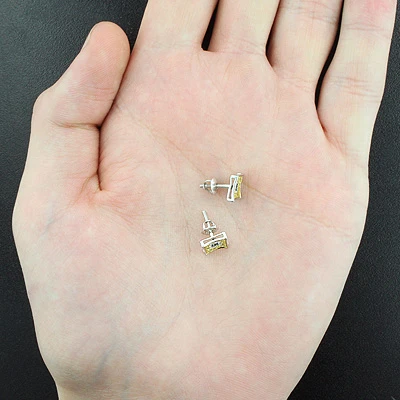 White Blue Yellow Diamond Earrings 0.35 Sterling Silver 2 White Blue Yellow Diamond Earrings 0.35 Sterling Silver - Image 2