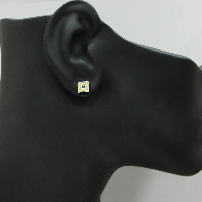 White Blue Yellow Diamond Earrings 0.35 Sterling Silver 3 White Blue Yellow Diamond Earrings 0.35 Sterling Silver - Image 3