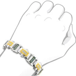 White Blue Yellow Diamond Men's Bracelet 2.75 Ct Silver -Urban Jewels Shop white blue yellow diamond mens bracelet 275 ct silver 3