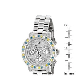 White Blue Yellow Diamond Watch By LUXURMAN 2.75ct Ladies -Urban Jewels Shop white blue yellow diamond watch by luxurman 275ct ladies p 45988 ruler