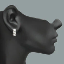 White And Champaign Diamond Hoop Huggie Earrings 0.47ct 14K White Gold -Urban Jewels Shop white brown diamond hoop huggie earrings 047ct 14k gold p 48392bod