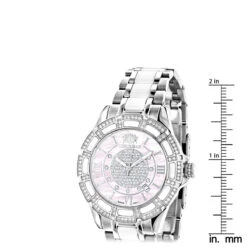 White Ceramic Women's Diamond Watch 1.25ct Pink MOP Luxurman Galaxy 9 White Ceramic Women's Diamond Watch 1.25ct Pink MOP Luxurman Galaxy -Urban Jewels Shop white ceramic womens diamond watch 125ct pink mop luxurman galaxy ruler