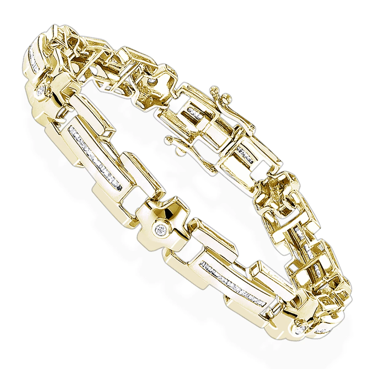 14K Yellow Gold Men's Diamond Bracelet 1.95ct 1 14K Yellow Gold Men's Diamond Bracelet 1.95ct