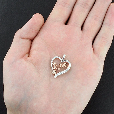 10K White Gold Diamond Love Heart Pendant 0.11ct 4 10K White Gold Diamond Love Heart Pendant 0.11ct - Image 4