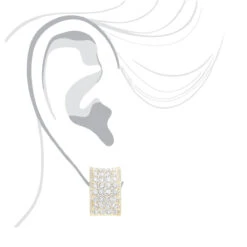 Wide 14K White Gold Designer Quarter Hoop Cluster Diamond Earrings Women's 3.25ct -Urban Jewels Shop wide 14k gold designer quarter hoop cluster diamond earrings womens 325ct bodye