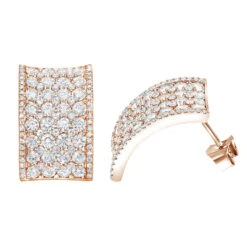 Wide 14K White Gold Designer Quarter Hoop Cluster Diamond Earrings Women's 3.25ct -Urban Jewels Shop wide 14k gold designer quarter hoop cluster diamond earrings womens 325ct ro