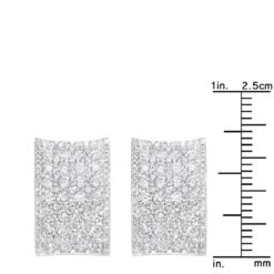 Wide 14K White Gold Designer Quarter Hoop Cluster Diamond Earrings Women's 3.25ct -Urban Jewels Shop wide 14k gold designer quarter hoop cluster diamond earrings womens 325ct rulerwh