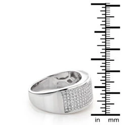 Wide Diamond Wedding Band In Sterling Silver 0.32ct Ladies Men's -Urban Jewels Shop wide diamond wedding band in sterling silver 032ct ladies mens p 49530 ruler