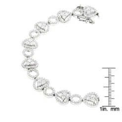 Women's 14K White Gold Designer Diamond Heart Bracelet 4.35ct -Urban Jewels Shop womens 14k gold designer diamond heart bracelet 435ct p 6482 rulerwh