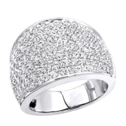 Women's 14K White Gold Pave Diamond Fashion Ring 3.6ct Wedding Band