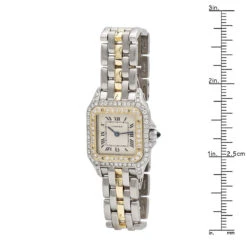 Women's Cartier Panthere Mini 18K Gold Steel Vintage Diamond Watch 22mm 1ct -Urban Jewels Shop womens cartier panthere mini 18k gold steel vintage diamond watch ruler
