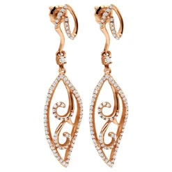 Women's Diamond Leaf Earrings 0.76ct 14K White Gold -Urban Jewels Shop womens diamond leaf earrings 076ct 14k gold rose 20221011 20221027