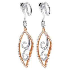 Women's Diamond Leaf Earrings 0.76ct 14K White Gold