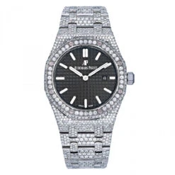 Women's Diamond Watch Audemars Piguet Royal Oak 33mm Black Dial
