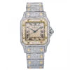 Women's Diamond Watch Cartier Santos De Cartier 18K Gold Champagne Dial