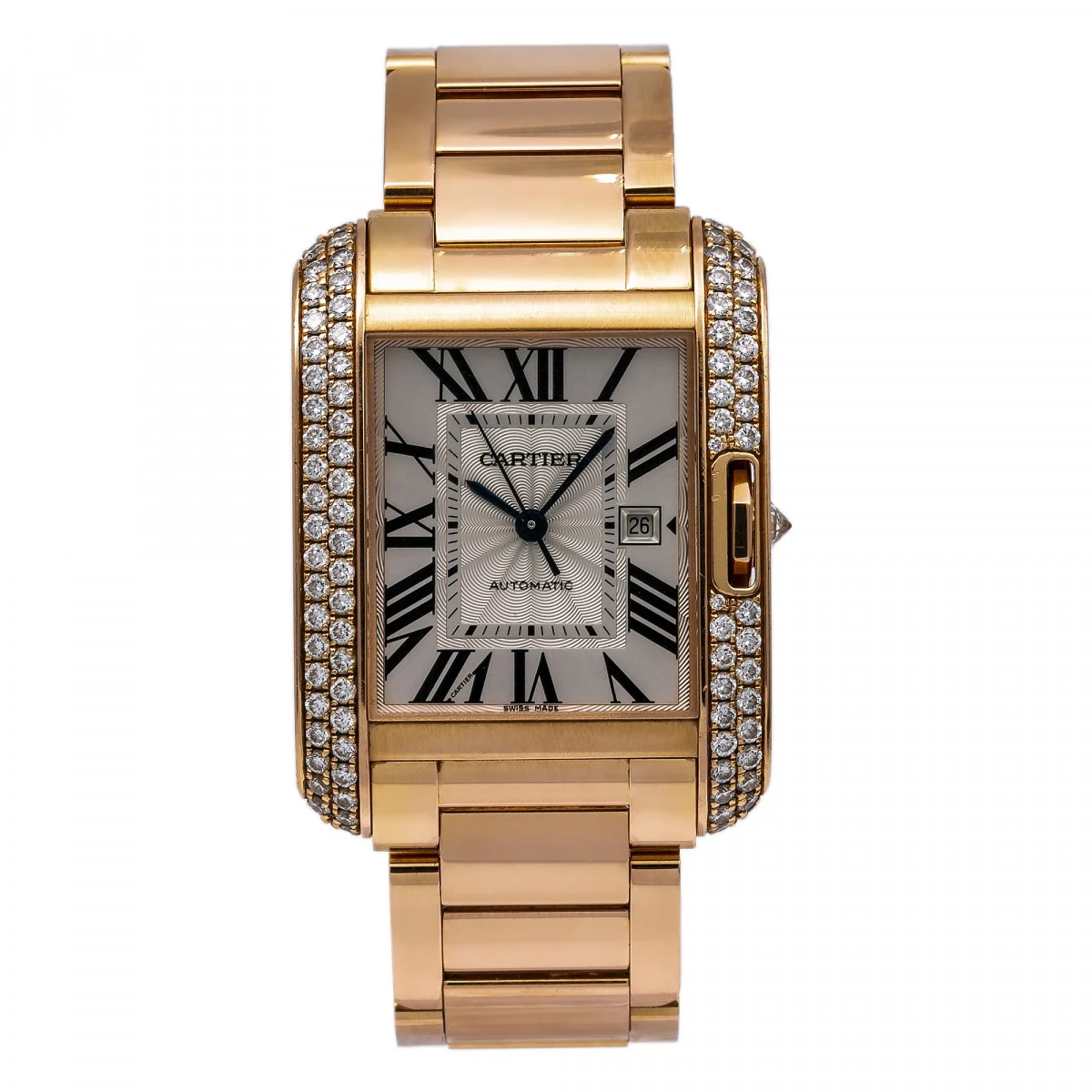 Women's Diamond Watch Cartier Tank Anglaise 18K Gold 30mm Silver Tone Dial 1 Women's Diamond Watch Cartier Tank Anglaise 18K Gold 30mm Silver Tone Dial