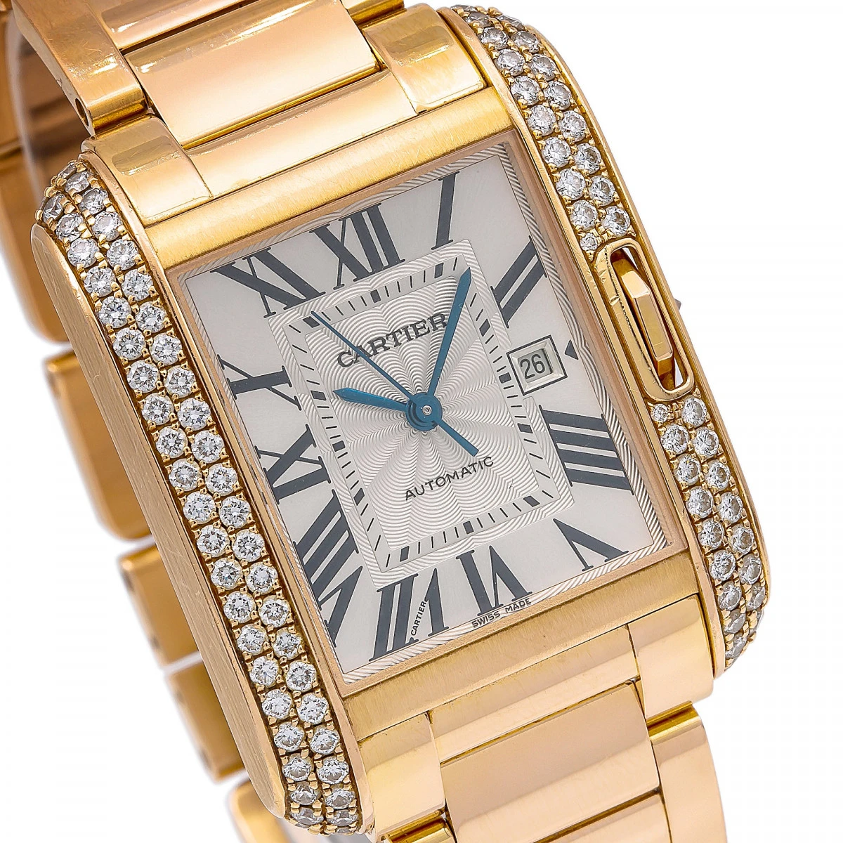 Women's Diamond Watch Cartier Tank Anglaise 18K Gold 30mm Silver Tone Dial 2 Women's Diamond Watch Cartier Tank Anglaise 18K Gold 30mm Silver Tone Dial - Image 2