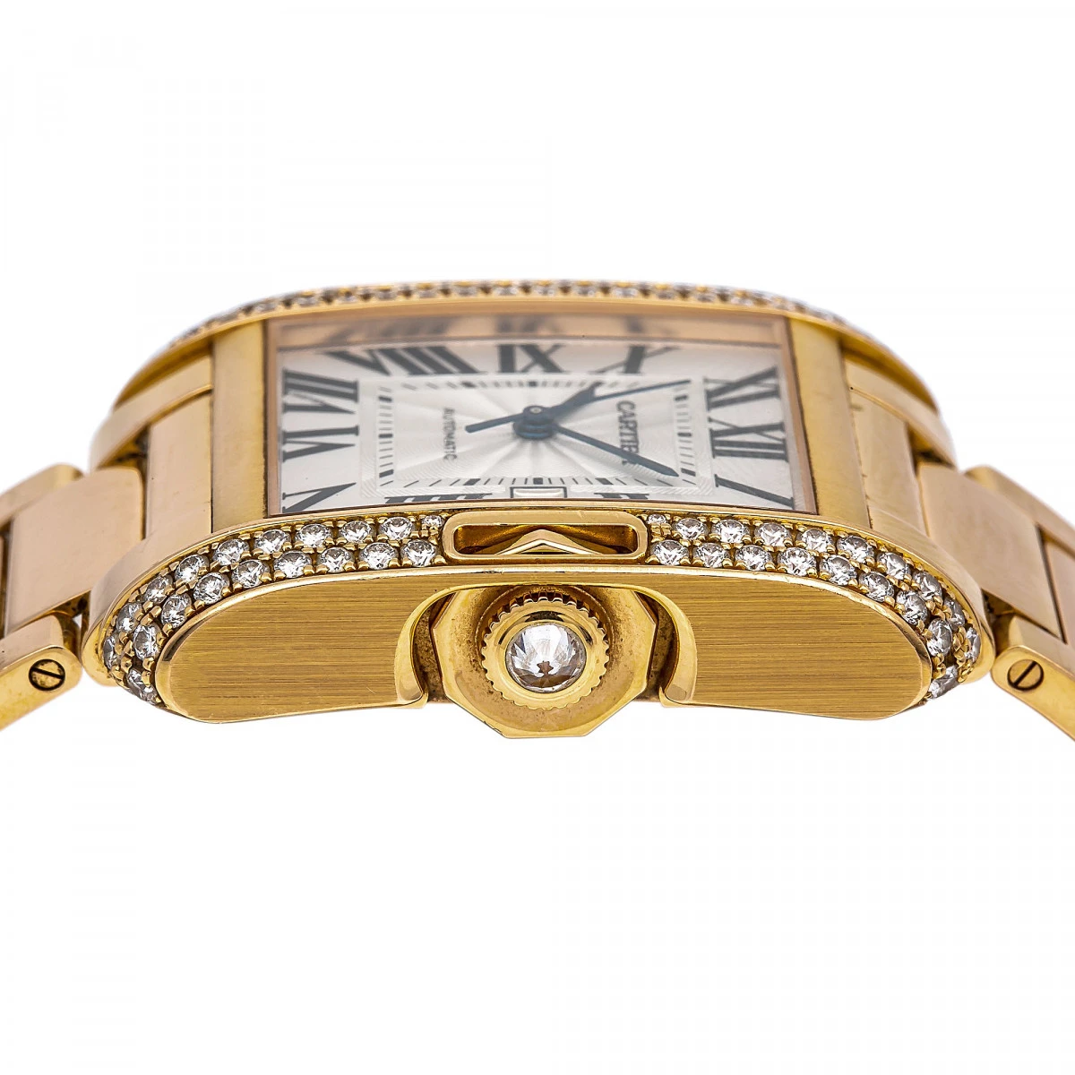 Women's Diamond Watch Cartier Tank Anglaise 18K Gold 30mm Silver Tone Dial 3 Women's Diamond Watch Cartier Tank Anglaise 18K Gold 30mm Silver Tone Dial - Image 3