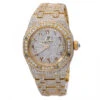 Women's 18K Gold Diamond Watch Audemars Piguet Royal Oak Champagne Dial W00905