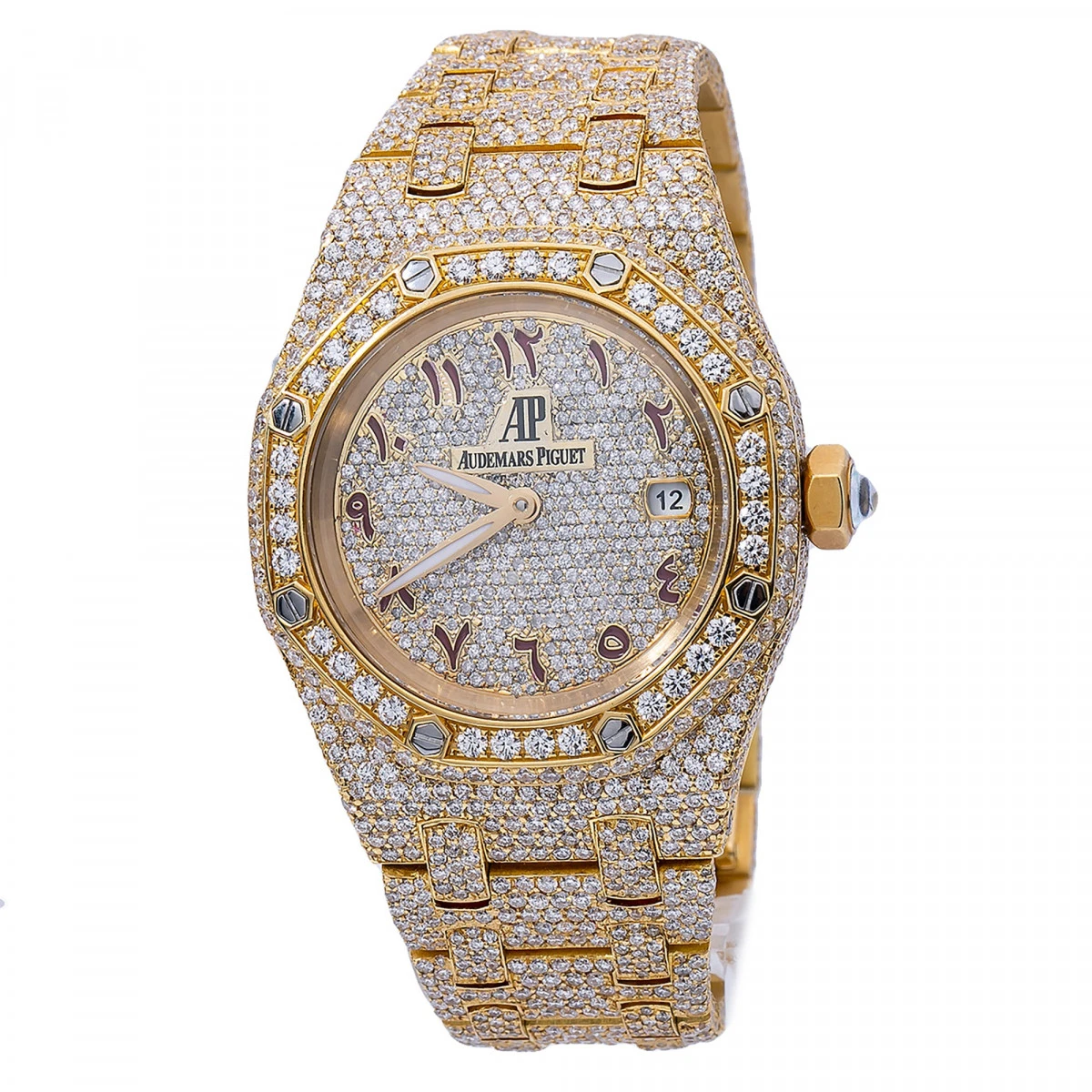 Women's 18K Gold Diamond Watch Audemars Piguet Royal Oak Champagne Dial W00905 1 Women's 18K Gold Diamond Watch Audemars Piguet Royal Oak Champagne Dial W00905