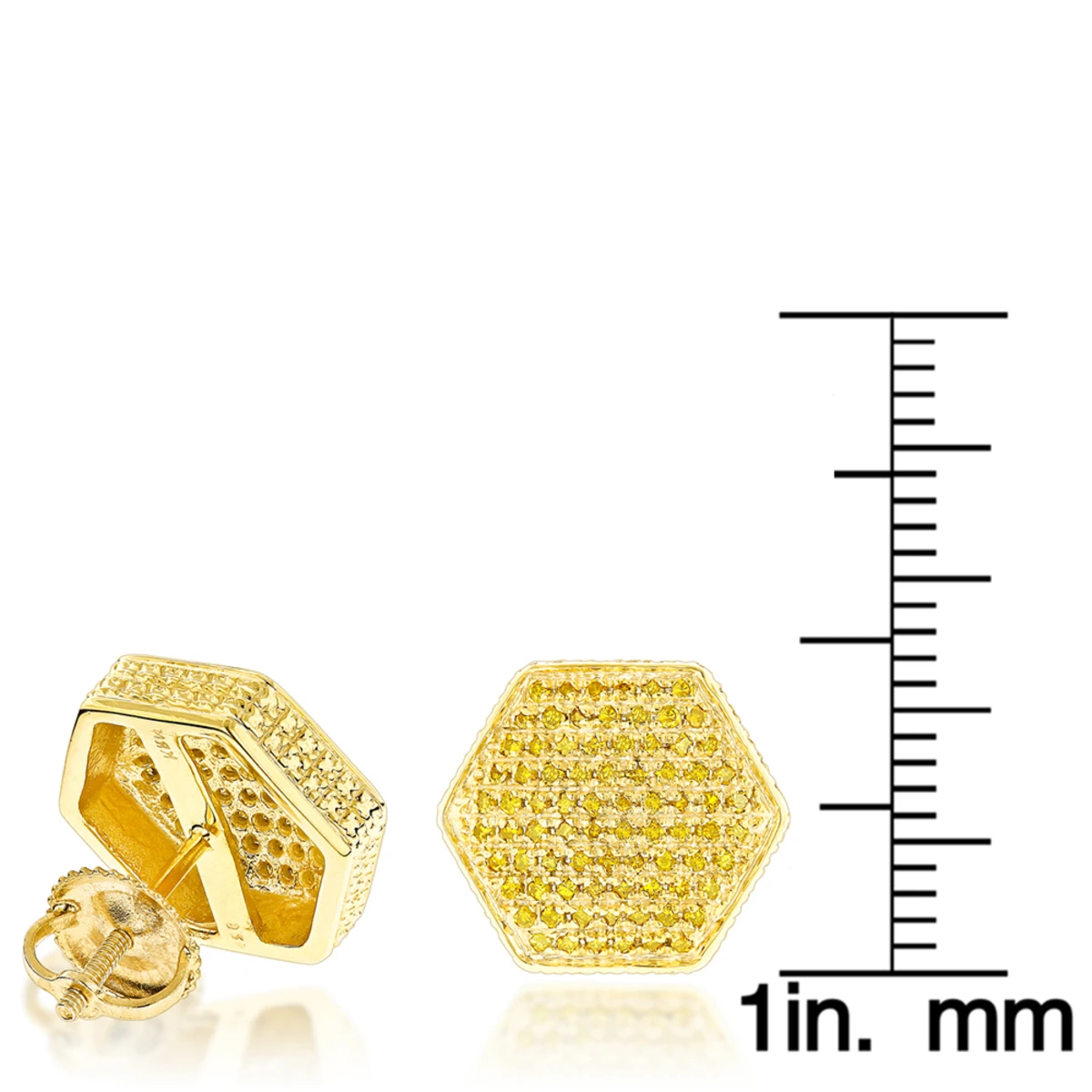 Large Yellow Diamond Earrings 0.75ct Sterling Silver 4 Large Yellow Diamond Earrings 0.75ct Sterling Silver - Image 4