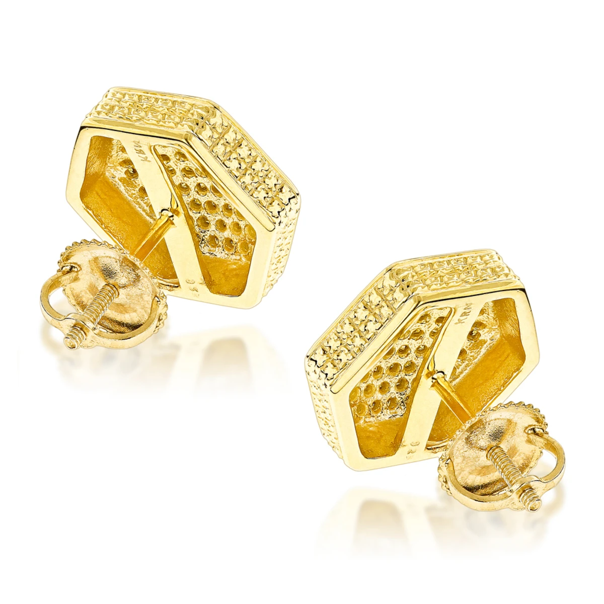 Large Yellow Diamond Earrings 0.75ct Sterling Silver 2 Large Yellow Diamond Earrings 0.75ct Sterling Silver - Image 2