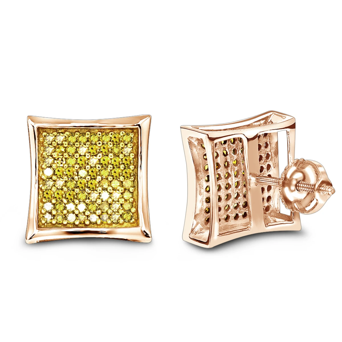 Yellow Diamond Stud Earrings 0.55ct 14K Yellow Gold 3 Yellow Diamond Stud Earrings 0.55ct 14K Yellow Gold - Image 3