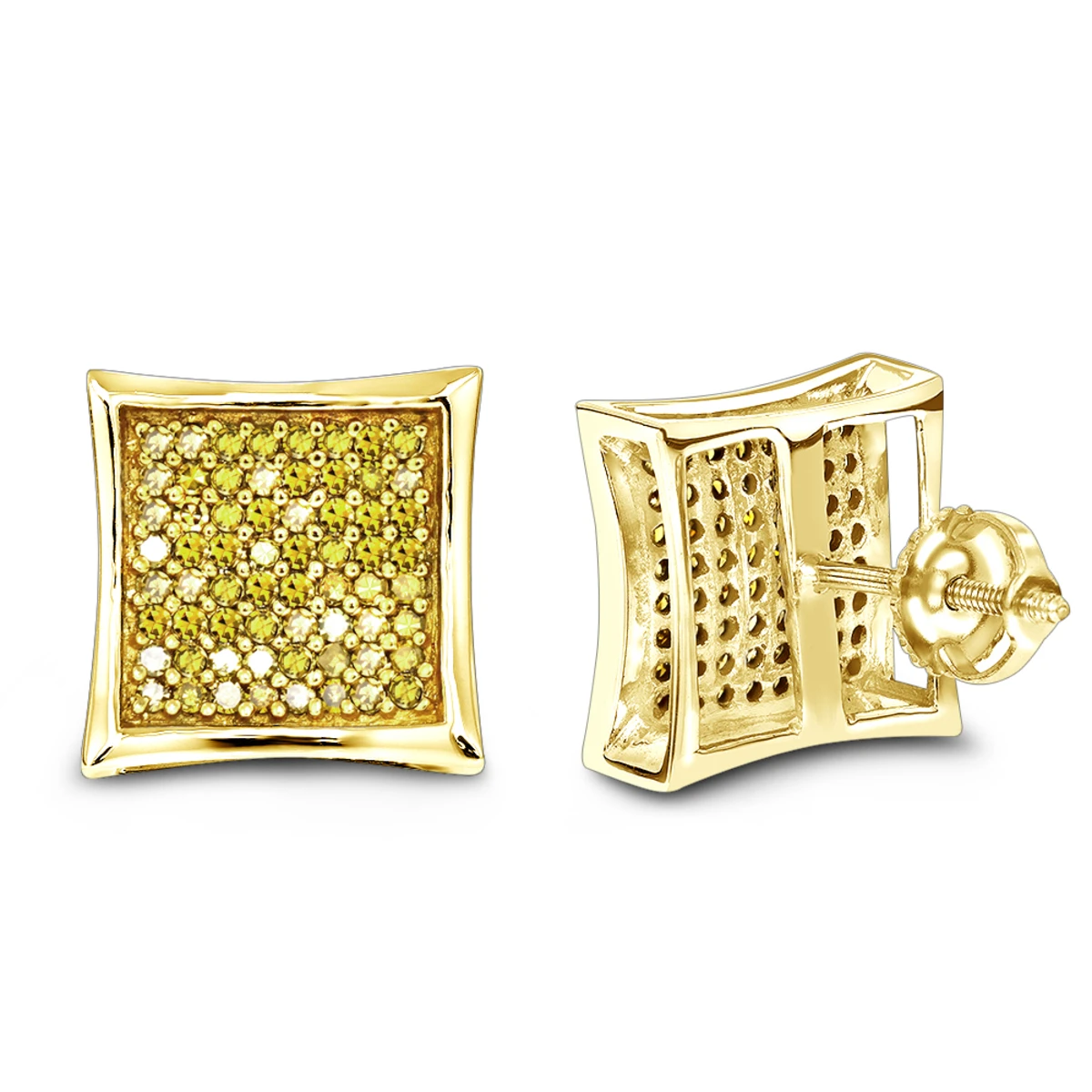 Yellow Diamond Stud Earrings 0.55ct 14K Yellow Gold 1 Yellow Diamond Stud Earrings 0.55ct 14K Yellow Gold