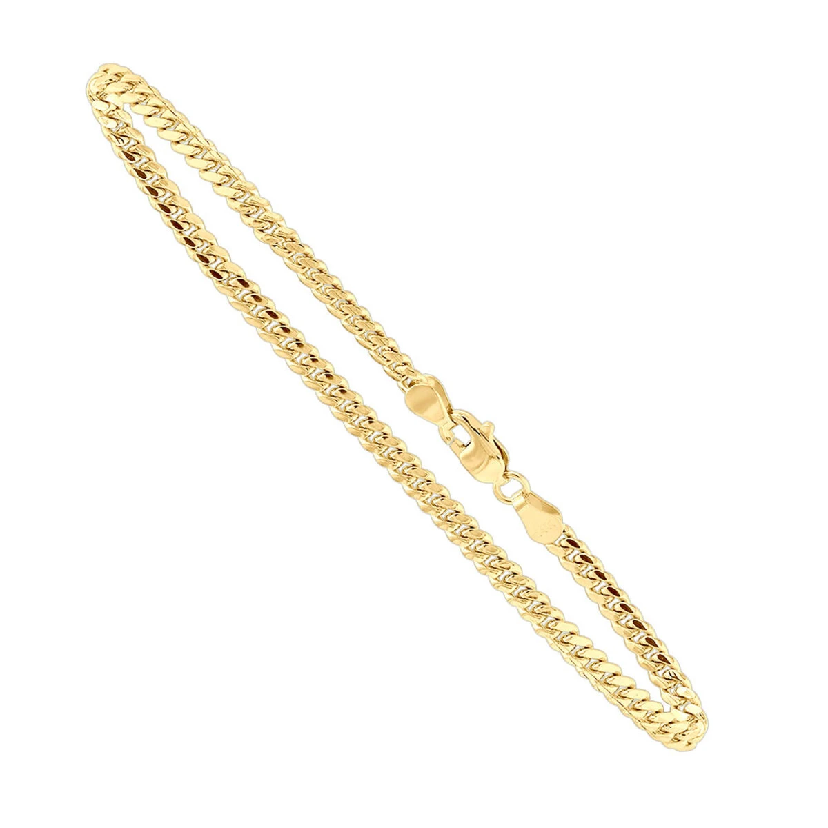 14K Yellow Gold Miami Cuban Link Curb Chain Bracelet 3mm 7.5-9in 1 14K Yellow Gold Miami Cuban Link Curb Chain Bracelet 3mm 7.5-9in
