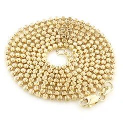 Men's 10K Yellow Gold Moon Cut Bead Chain 2mm; 22-40in