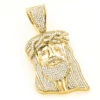 Yellow Gold Plated Diamond Jesus Head Pendant In Sterling Silver 1ct