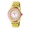 Yellow Gold Plated Ladies Diamond Pink Watch 0.25ct Luxurman